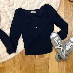 Navy long sleeve crop top